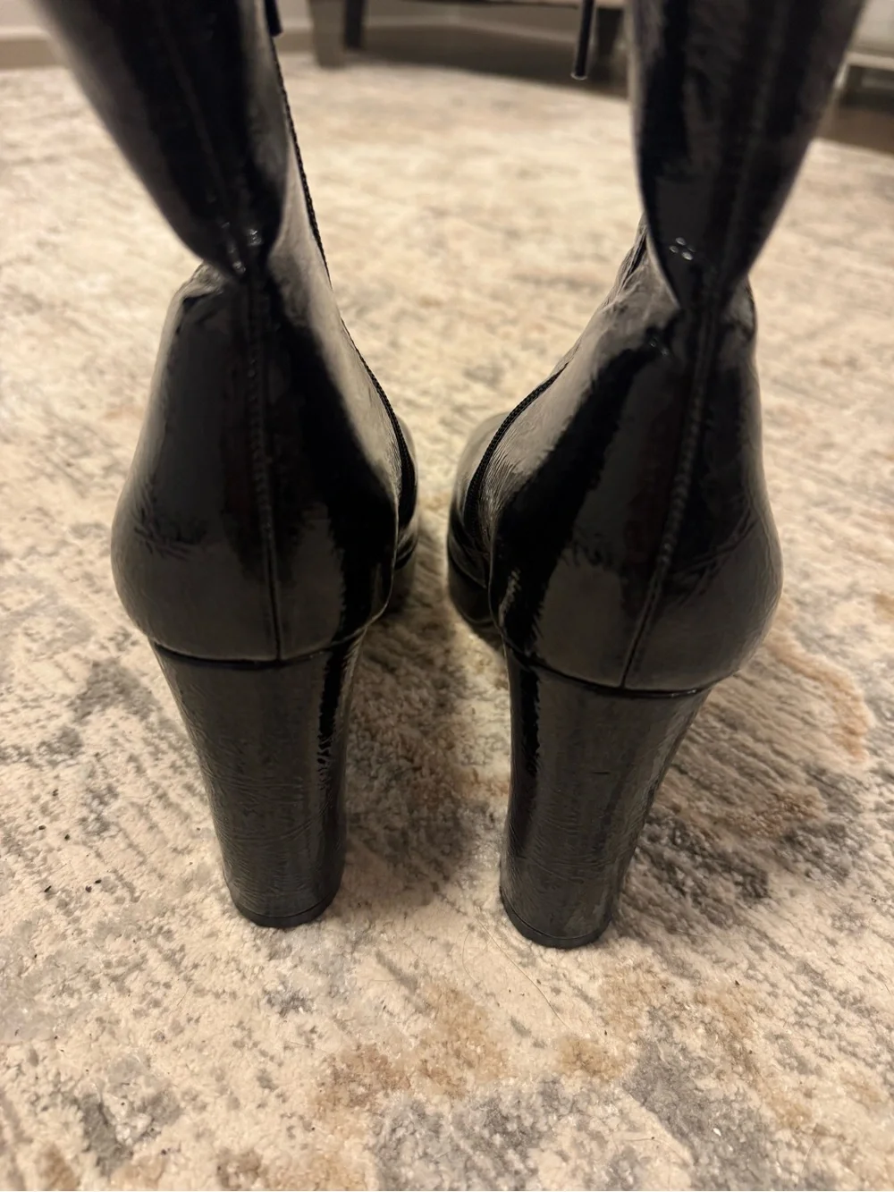 Impo Black Patent Ovaida Block Heel Platform 4” Ankle Boots Size 8 Goth Grunge